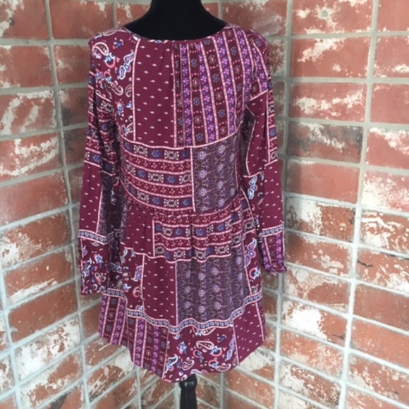 Jewel-Toned Bohemian Dress - Long Sleeves - Picture 2 of 5